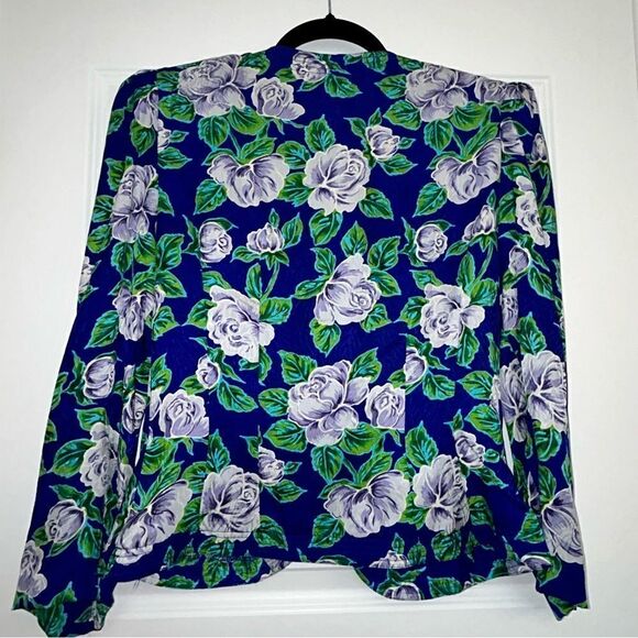 Lord & Taylor Floral Print Silk Long Sleeve Button Front Suit Style Jacket - Picture 5 of 6